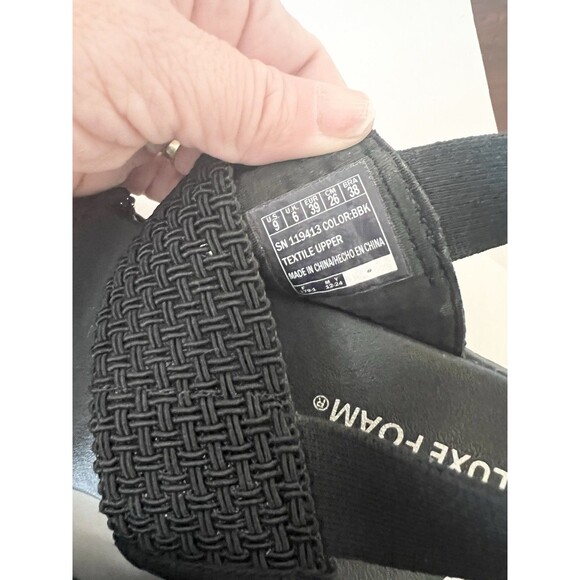 Skechers Cali Rumble On Black Women Sz 9 Luxe Foam Comfort Sandals Stretch Strap - Picture 4 of 7